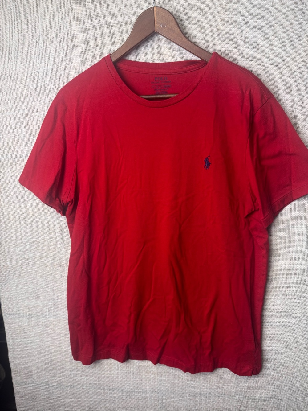 Polo by Ralph Lauren Men's Red Short-Sleeve Crew Neck Tee with Navy Pony
